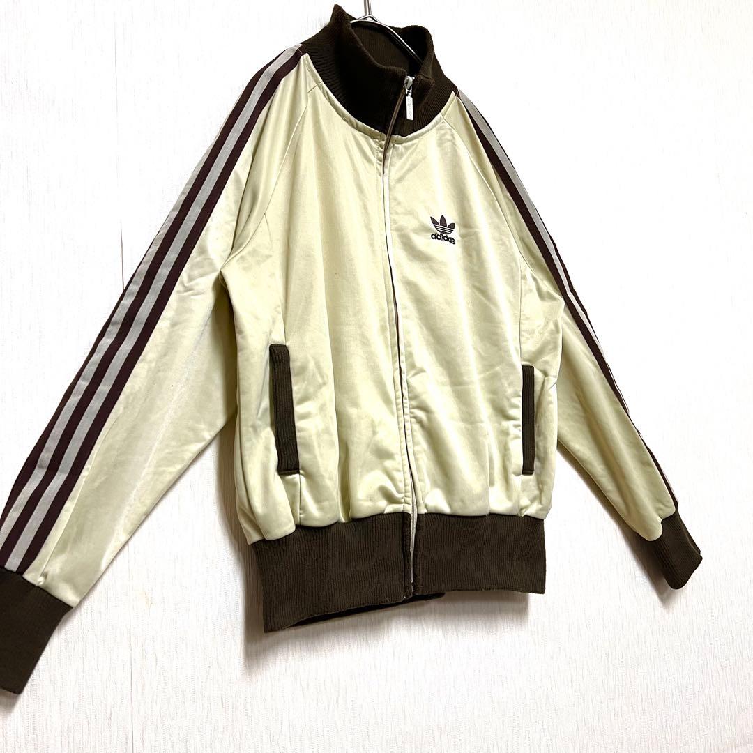 【レアカラー‼️】adidasトラックジャケット ベージュブラウン L 短丈 古着