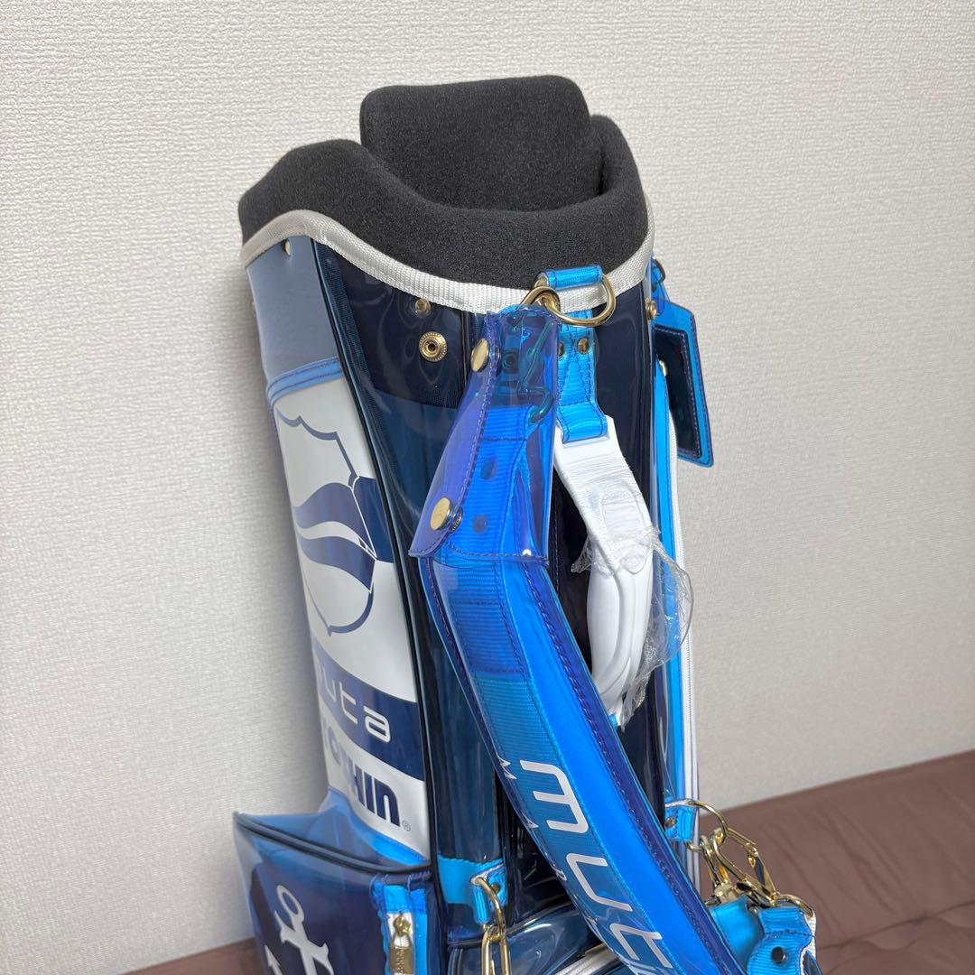 【新品未使用】ムータマリン★数量限定★スタンド式キャディバッグ★クリアブルー★