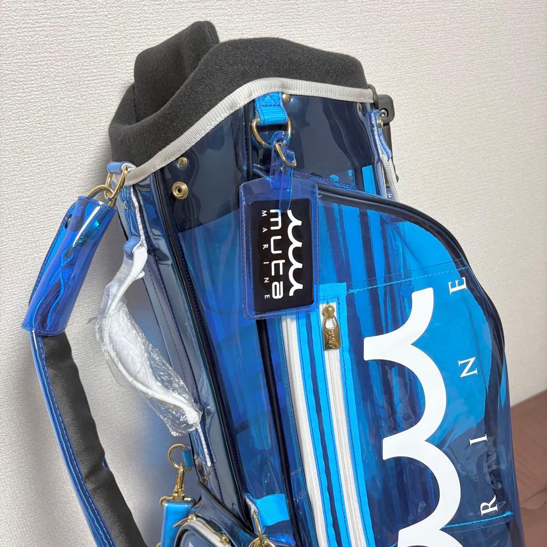 【新品未使用】ムータマリン★数量限定★スタンド式キャディバッグ★クリアブルー★