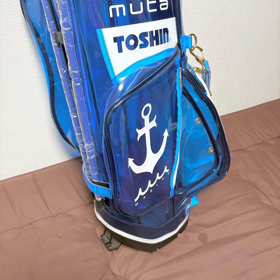 【新品未使用】ムータマリン★数量限定★スタンド式キャディバッグ★クリアブルー★