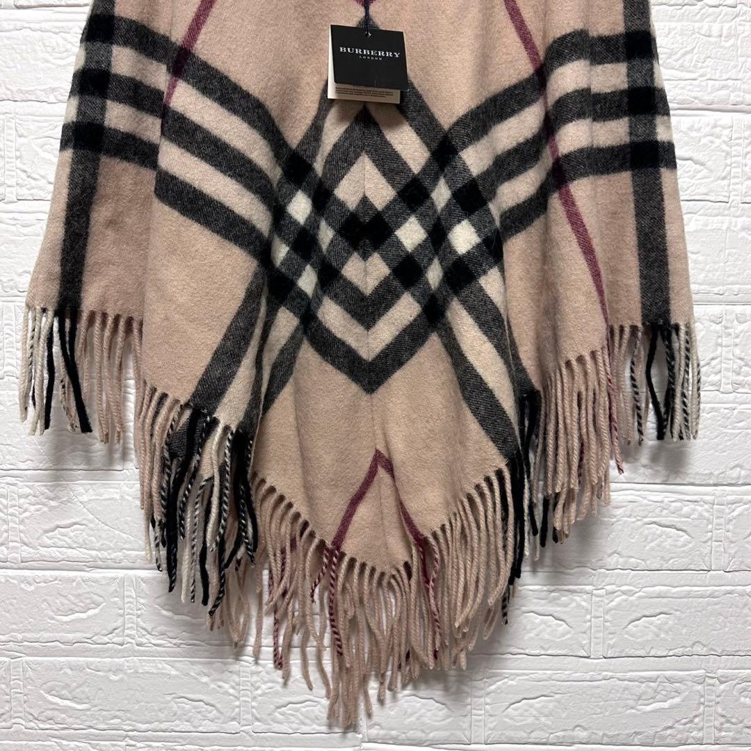 専用‼️バーバリーロンドン　新品タグ難あり　ノバチェックポンチョ　フリンジ　ウール