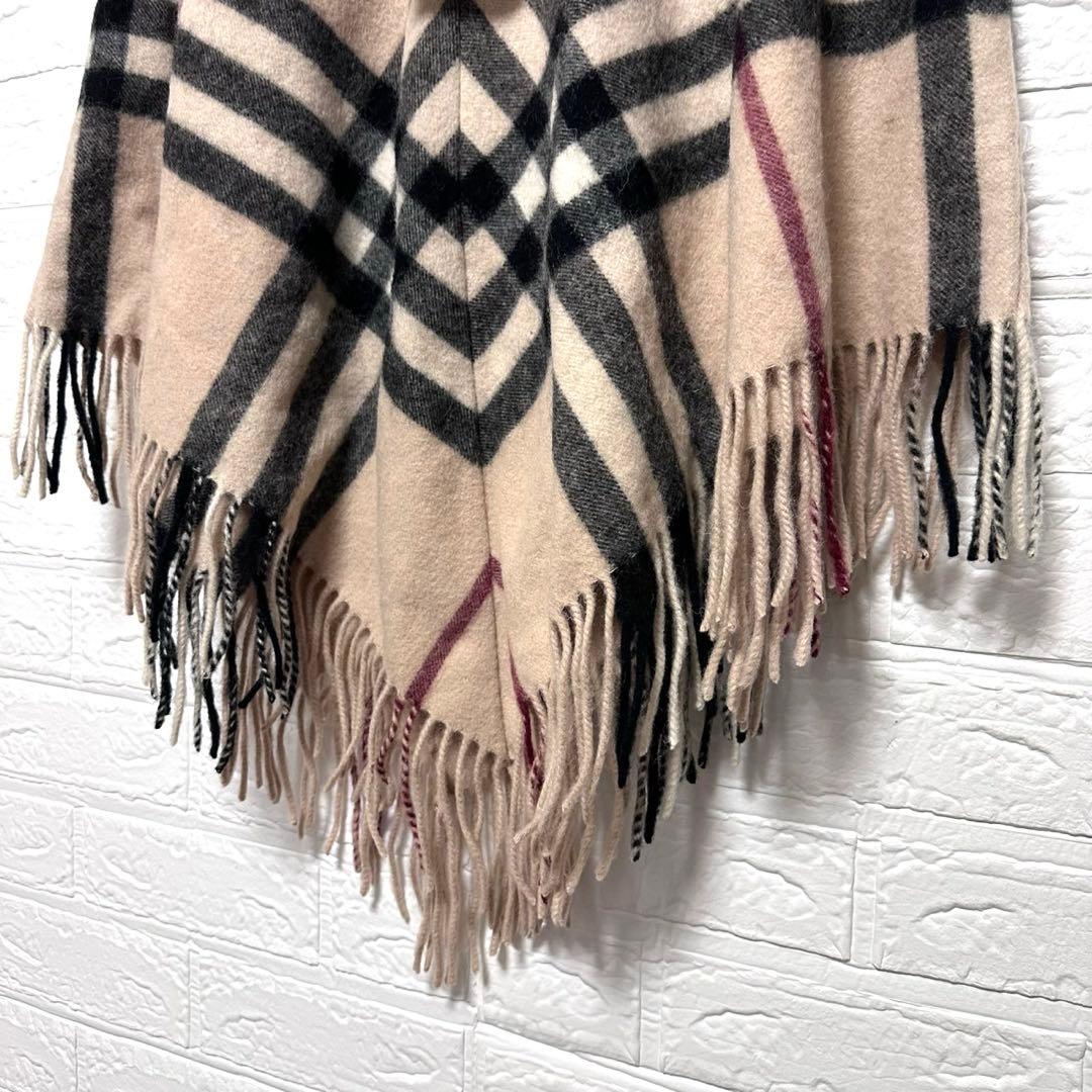 専用‼️バーバリーロンドン　新品タグ難あり　ノバチェックポンチョ　フリンジ　ウール