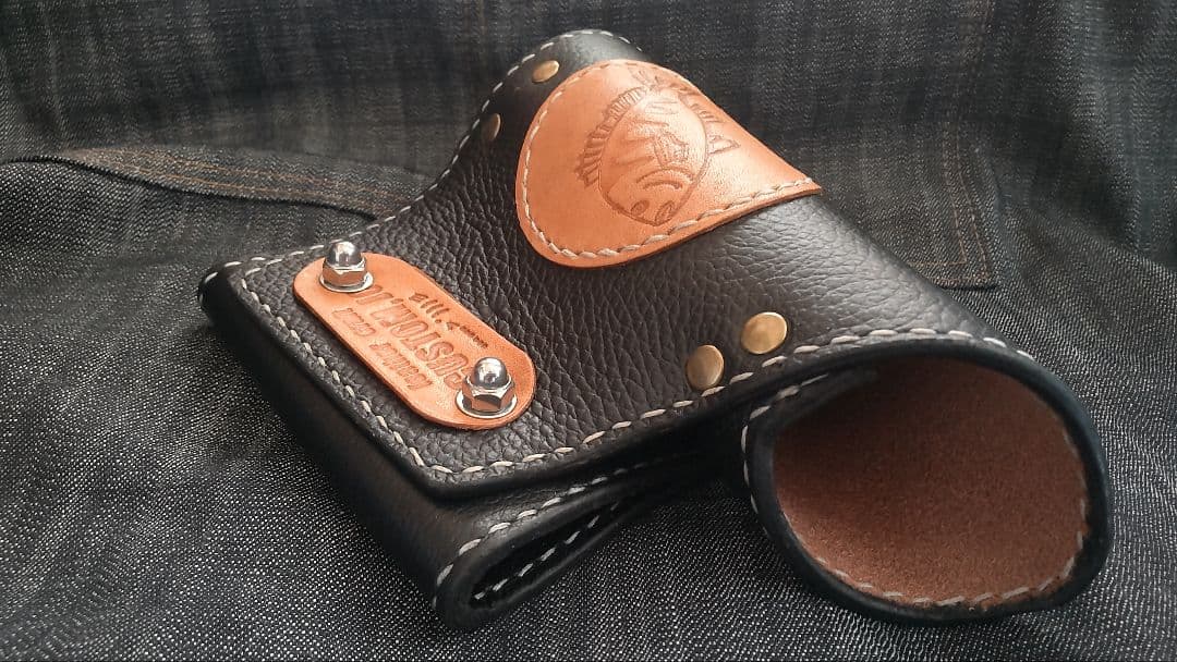 牛本革　タモホルスター　左刺し　ホルダー　ヘチ釣り　落とし込み　チヌ　黒鯛