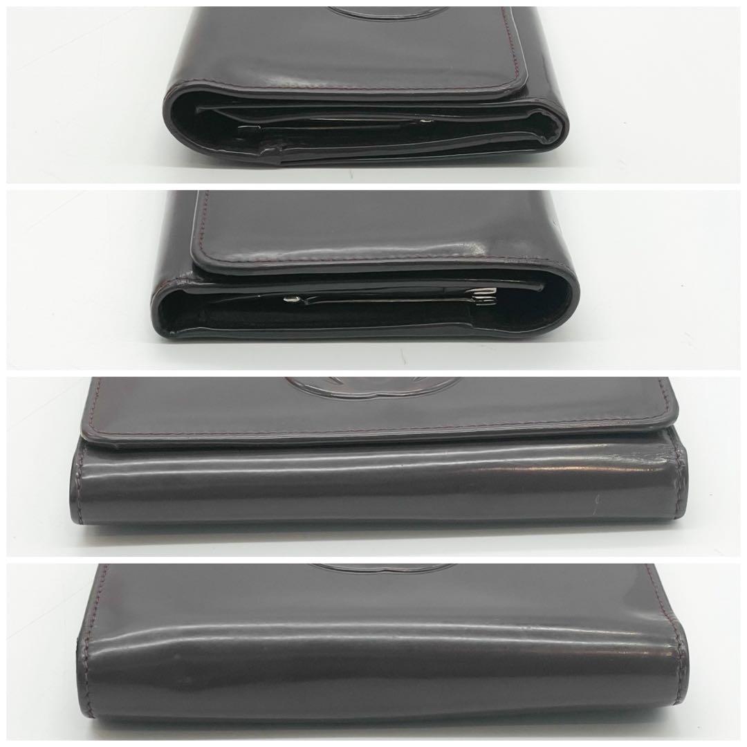 グッチ がま口 エナメル パテントレザー 三つ折り財布 インター