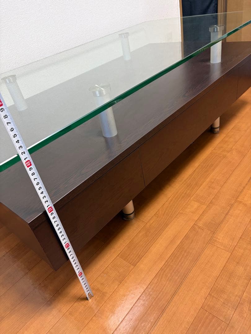 モダンガラステーブル ダークブラウン