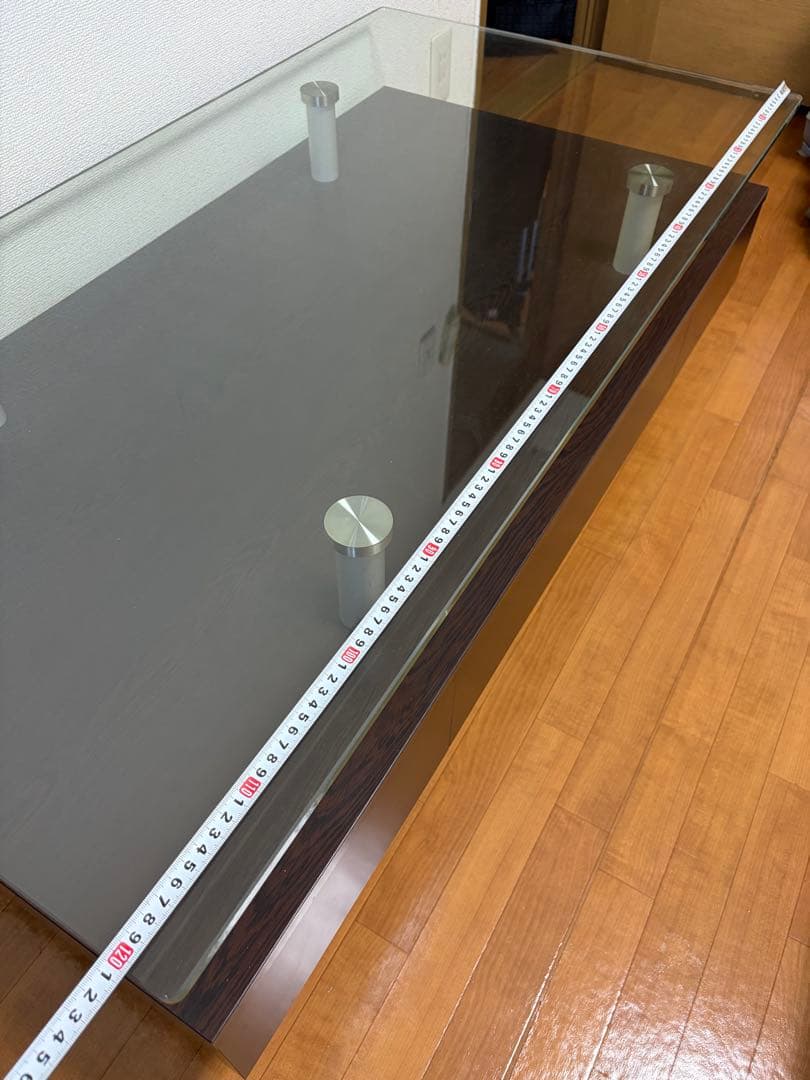 モダンガラステーブル ダークブラウン