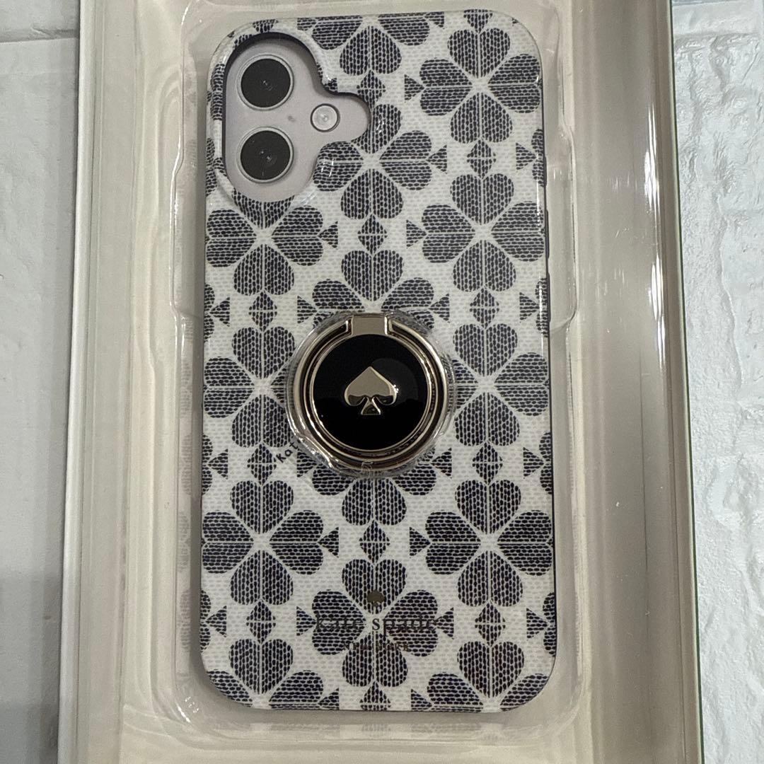 新品kate spade⭐️iPhone16リング付きスマホケース　スペードフラワ