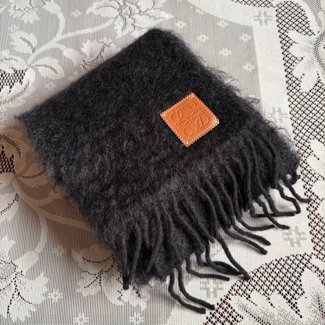 【山田涼介さん着用】LOEWE アナグラムロゴ モヘヤ混ウールマフラー ブラック