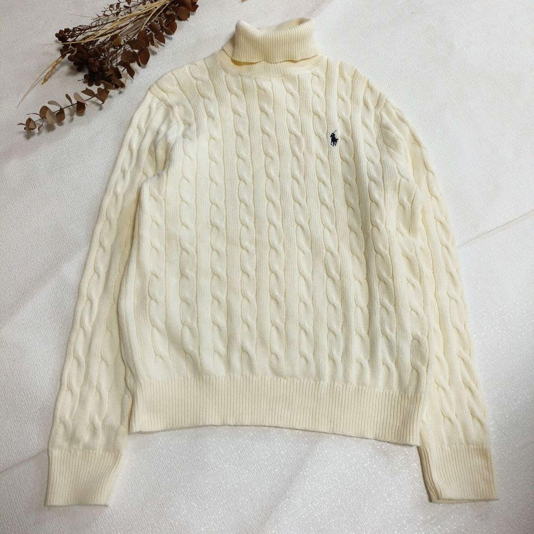 ポロラルフローレン ケーブルニットハイネック タートル アイボリー