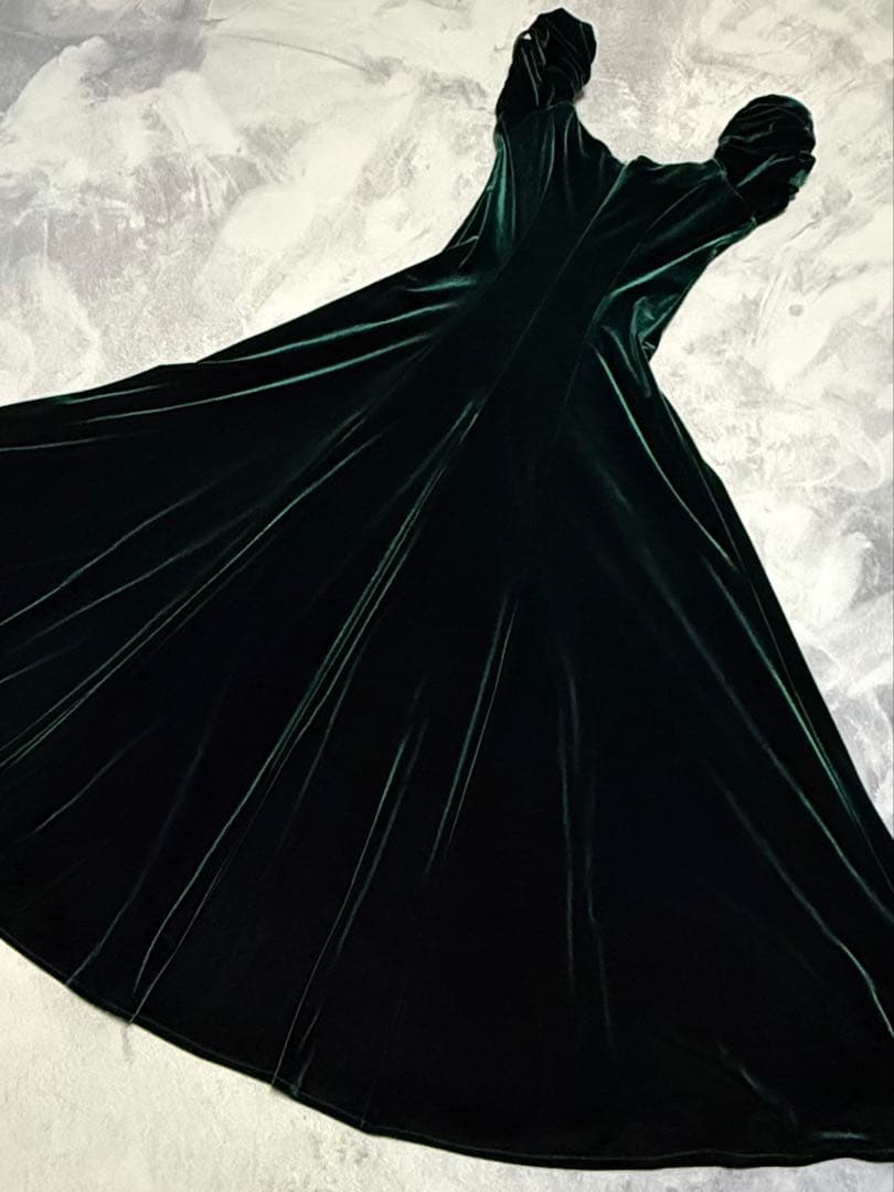 u'ino! ハワイ　ベロア　ドレス　グリーン　S フラダンス　衣装