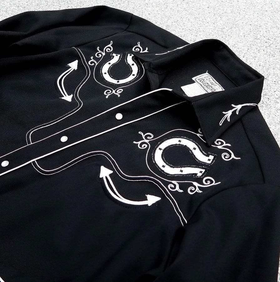 極美品 70s HBARC USA製 厚手 ウエスタンシャツ 当時物 黒 名作 - メルカリ