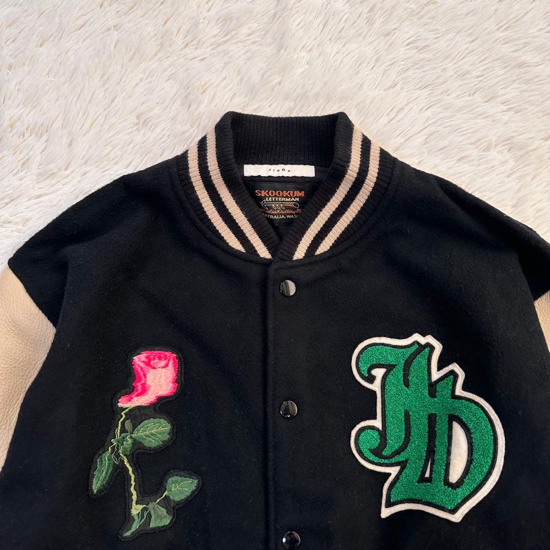 JieDa x SKOOKUM スタジャン アームレザー切替 22AW ワッペン