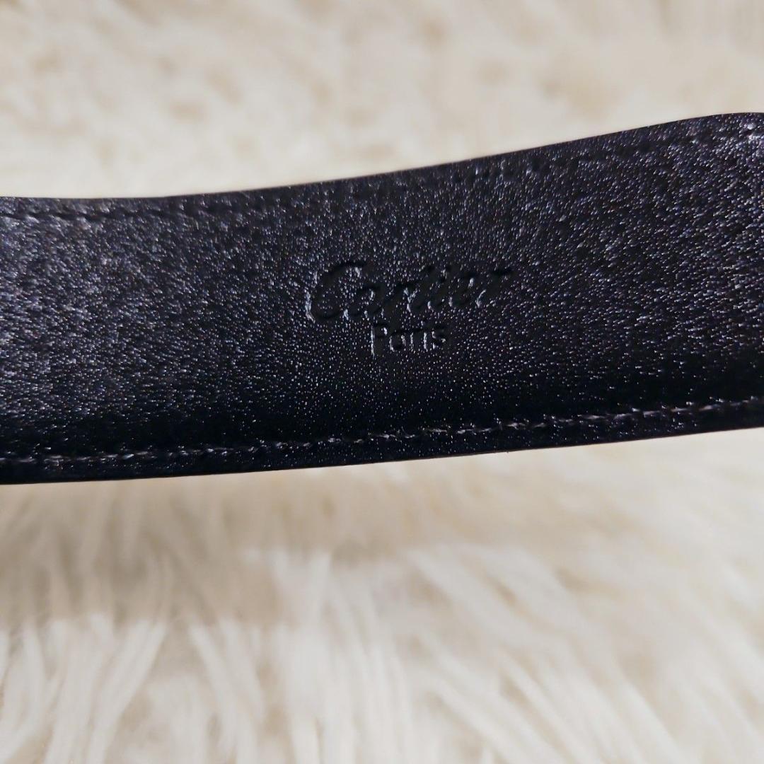 美品 カルティエ ベルト パンテール レザー 黒 ブラック ゴールド金具