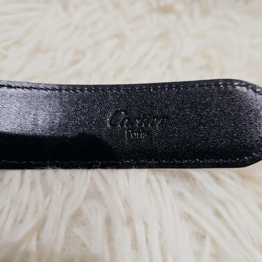 美品 カルティエ ベルト パンテール レザー 黒 ブラック ゴールド金具
