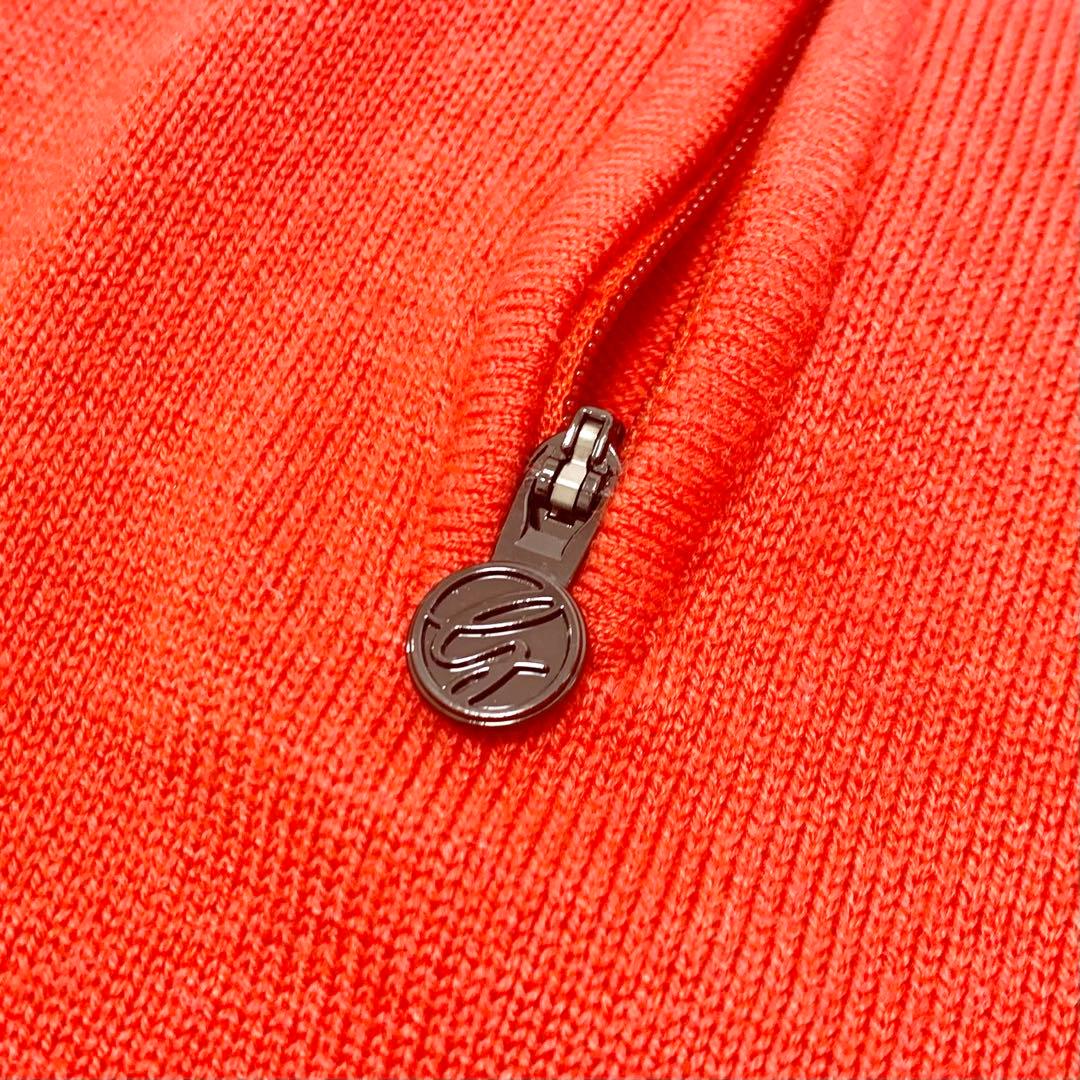 【新品】デサントゴルフ ジャガード ジップ セーター オレンジ グレー M