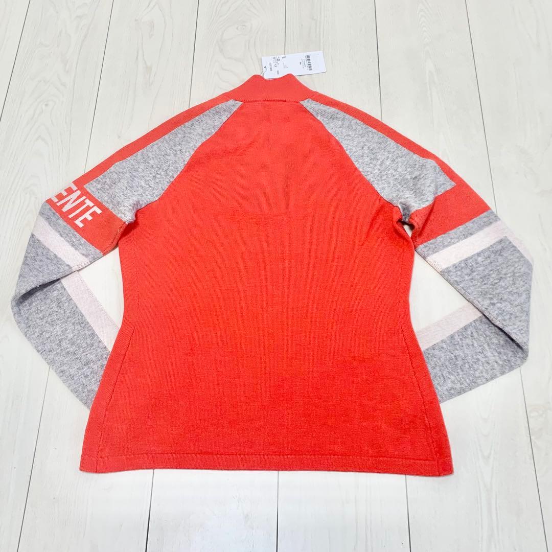 【新品】デサントゴルフ ジャガード ジップ セーター オレンジ グレー M