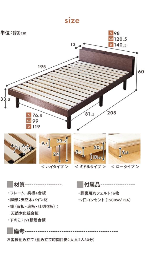 唐揚げ シングルベッド　フレームのみ