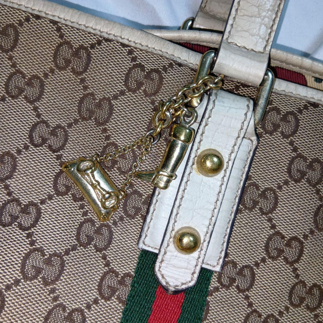 GUCCI　グッチ　シェリー　gg　キャンバス　レザー　トートバッグ