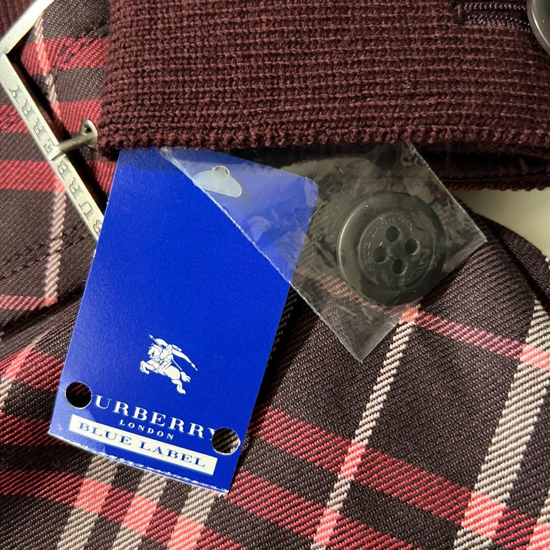 未使用タグ付 バーバリーブルーレーベル ワンピース ノバチェック ベルト ニット