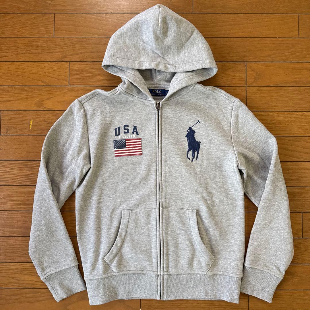 Polo Ralph Lauren グレー フルジップパーカー ビッグポニー M - メルカリ