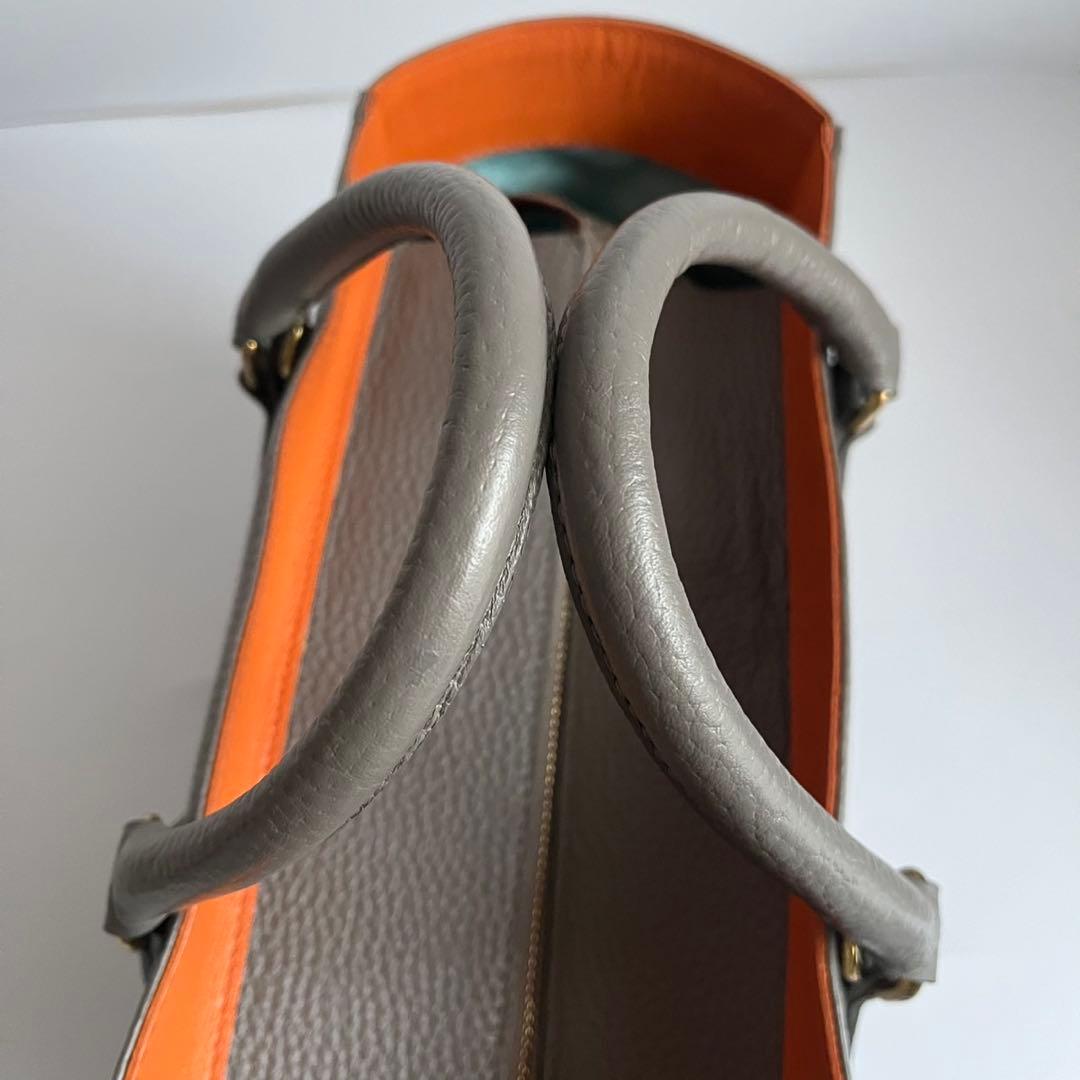 ✨未使用保管品✨　ADMJ 　ハンドバッグ　レザー　グレー　エンブレム