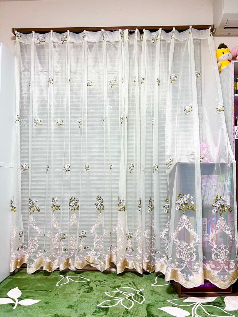 2枚入り　1セット レースカーテン　刺繍　オーダーカーテン ミラーレースカーテン