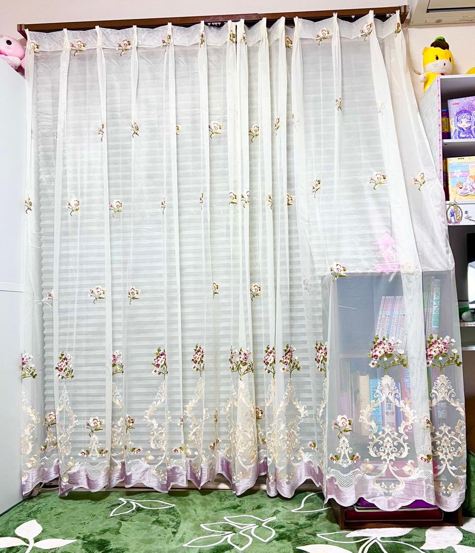 2枚入り　1セット レースカーテン　刺繍　オーダーカーテン ミラーレースカーテン