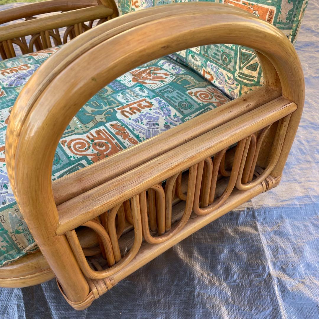 天然籐 ラタン 回転式 リクライニング座椅子 肘付き アームレスト付き