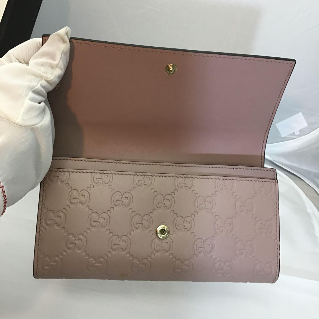 ❣️GUCCI❣️ピンクレザー 長財布 グッチシマ 388679○イニシャル入り