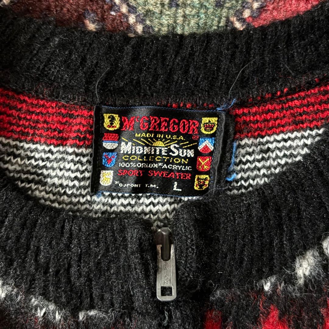 60s マクレガー McGREGOR 黒 カーディガン 雪柄 モヘア アクリル
