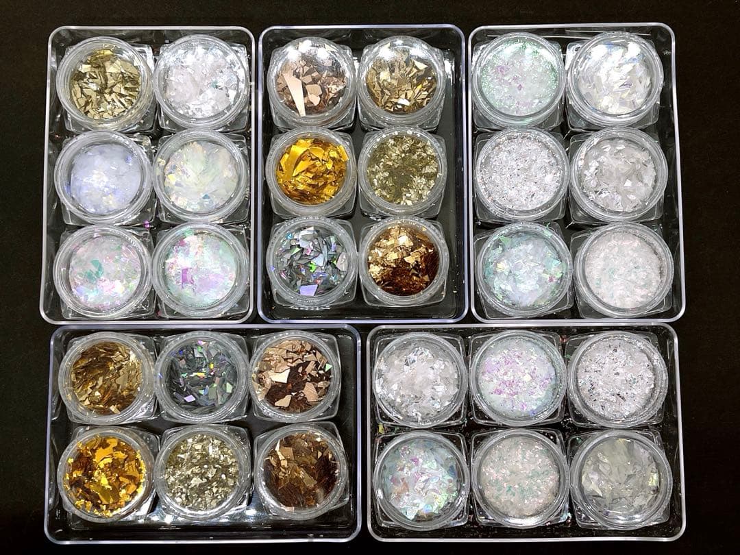 【R5】ネイルパーツ ホログラム グリッター フレーク ラメパーツ 金箔 30個