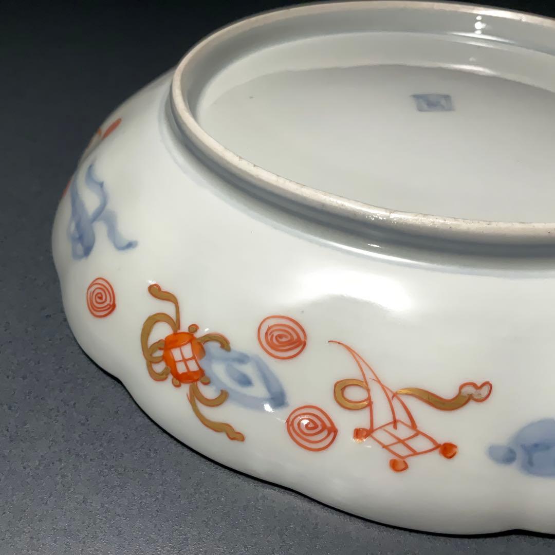 伊万里金襴手花に鳥籠図七寸皿∅21㎝ 骨董 古