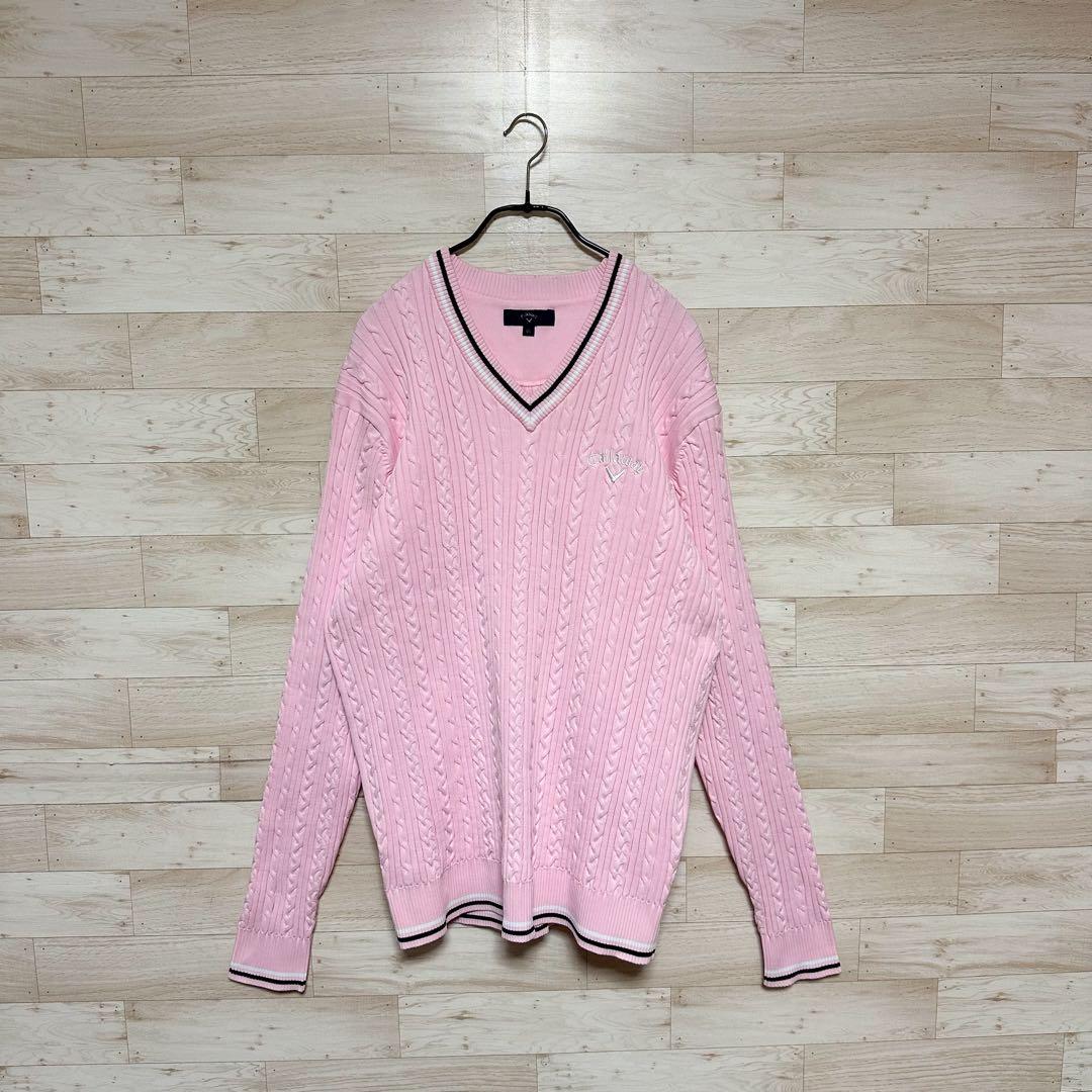 ✨CALLWAY キャロウェイ 長袖 ニットセーター XL ピンク✨