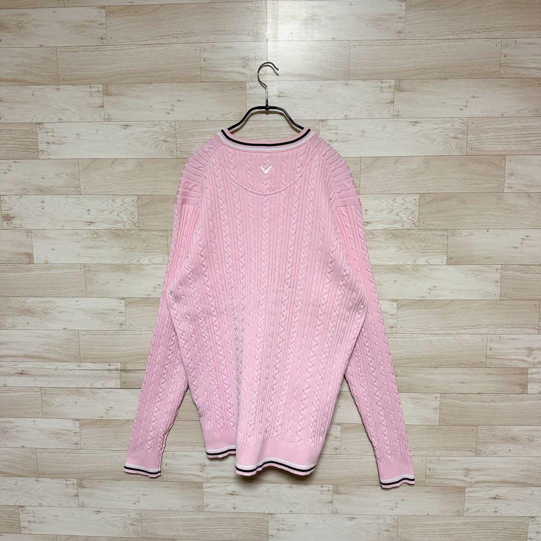 ✨CALLWAY キャロウェイ 長袖 ニットセーター XL ピンク✨
