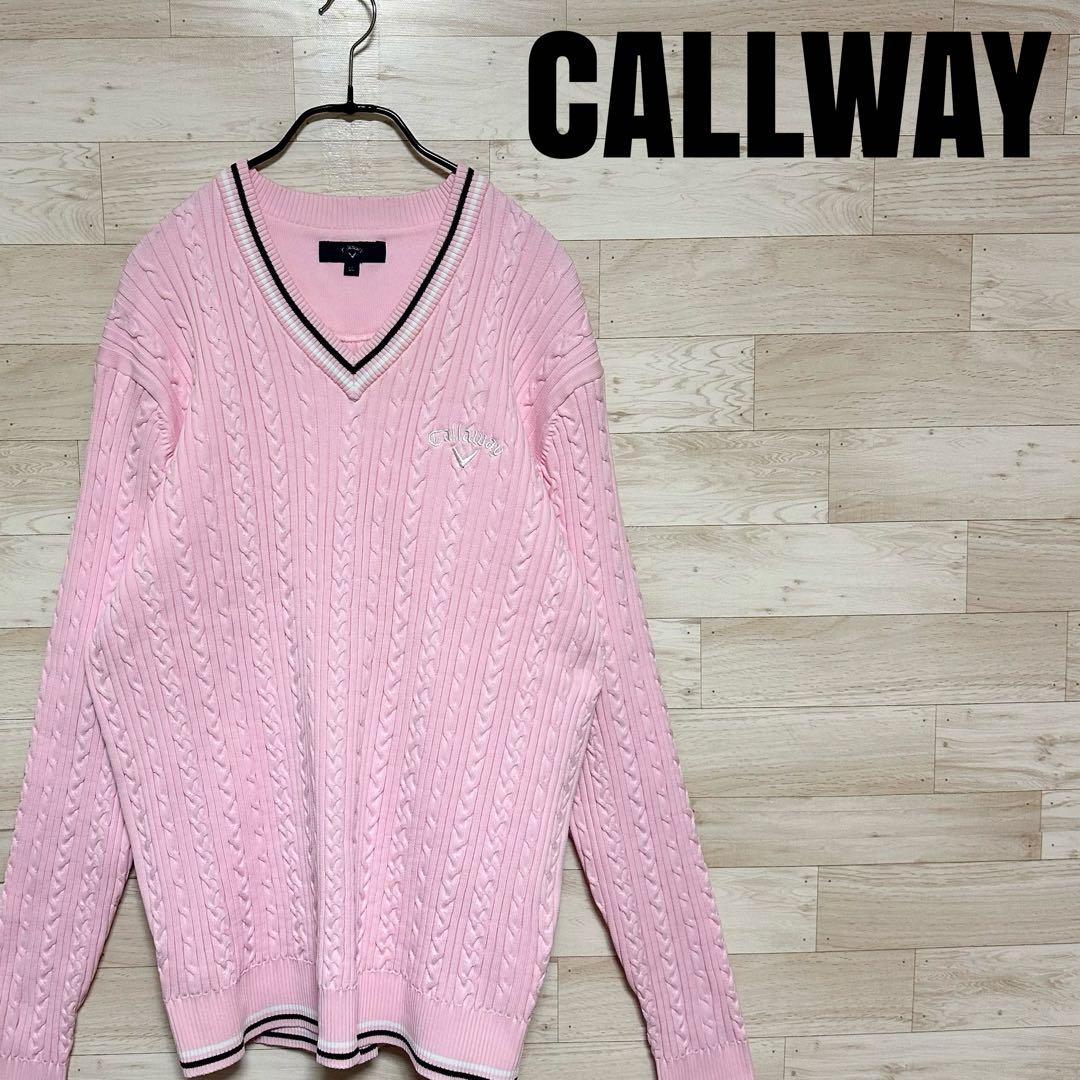 ✨CALLWAY キャロウェイ 長袖 ニットセーター XL ピンク✨