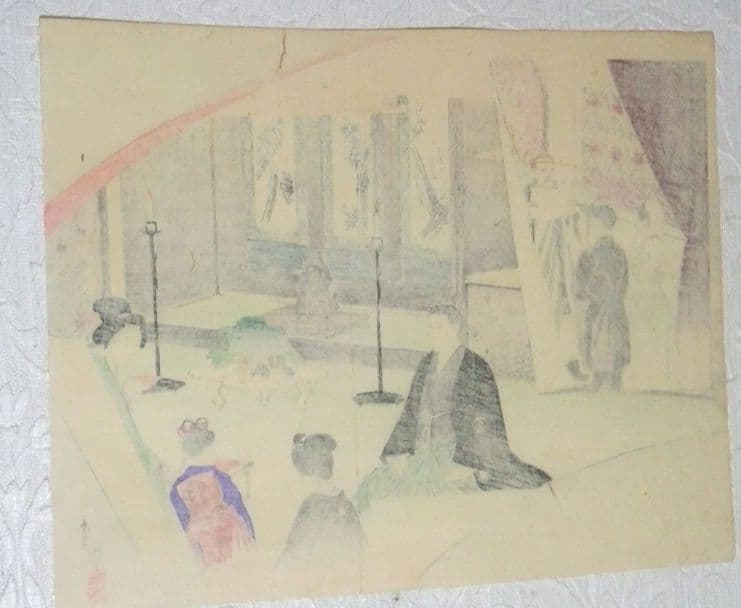 小説内外交際普通禮式口絵木版画、画家燭堂？画(経歴不明)