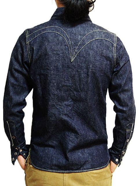 【美品】サムライジーンズ カモメステッチ ウエスタン デニムシャツ