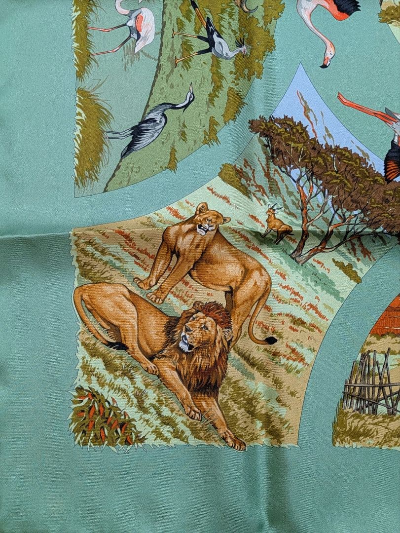 未使用　エルメス　スカーフ　カレ　90 タンザニア　グリーン　箱付き