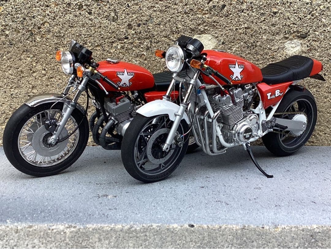 バイクプラモデル　族車　1/12 KH400改、GS1000(完成品)