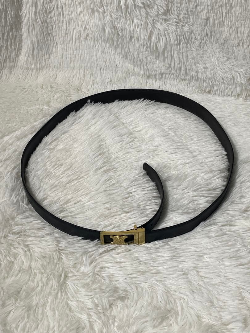 CELINE セリーヌ トリオンフ 本革　レザーベルト ブラック　イタリア製