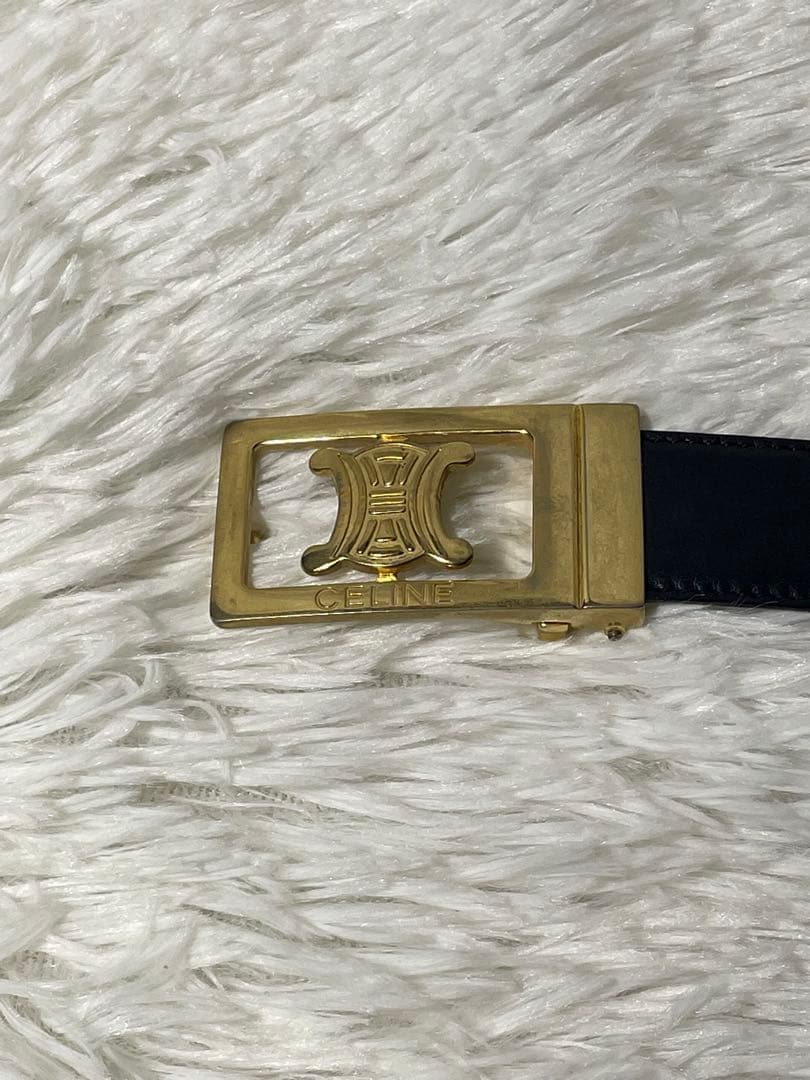 CELINE セリーヌ トリオンフ 本革　レザーベルト ブラック　イタリア製