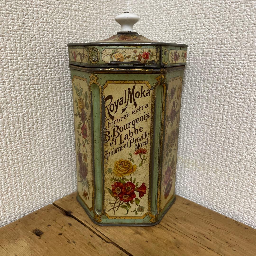 フランスアンティーク  MOKA ブリキの缶 RIZ （お米）