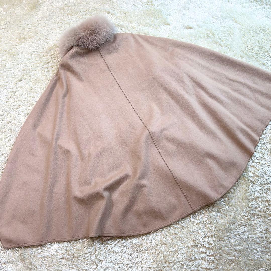 【美品✨️】LANIN カシミヤ フォックス ケープ　ポンチョ コート