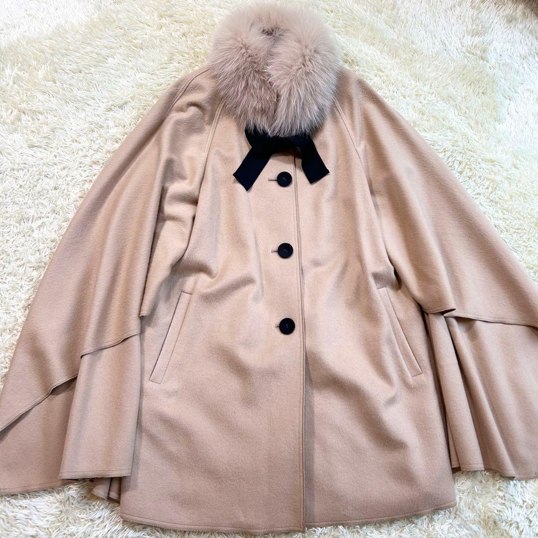 【美品✨️】LANIN カシミヤ フォックス ケープ　ポンチョ コート