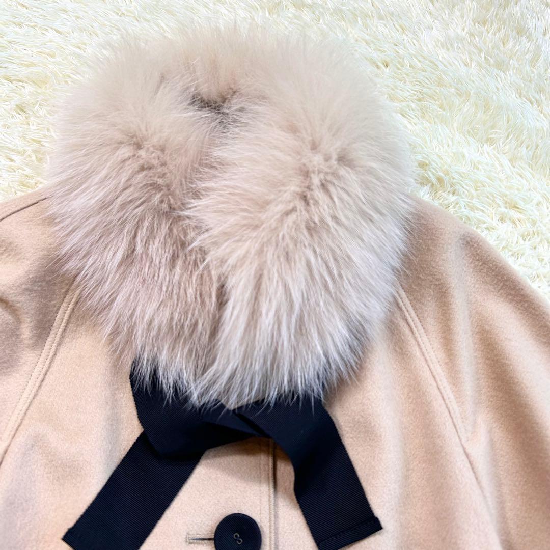 【美品✨️】LANIN カシミヤ フォックス ケープ　ポンチョ コート