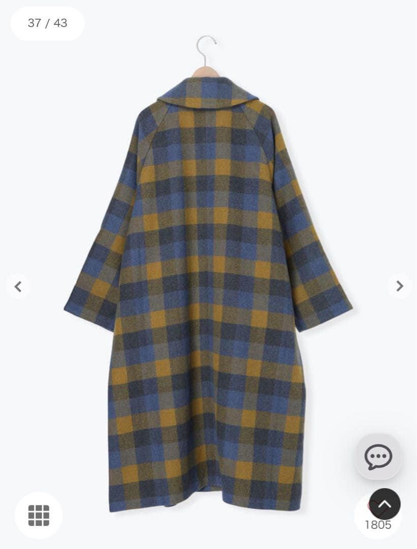 サマンサモスモス [タスマニアウール]2WAY襟ロングコート チェック