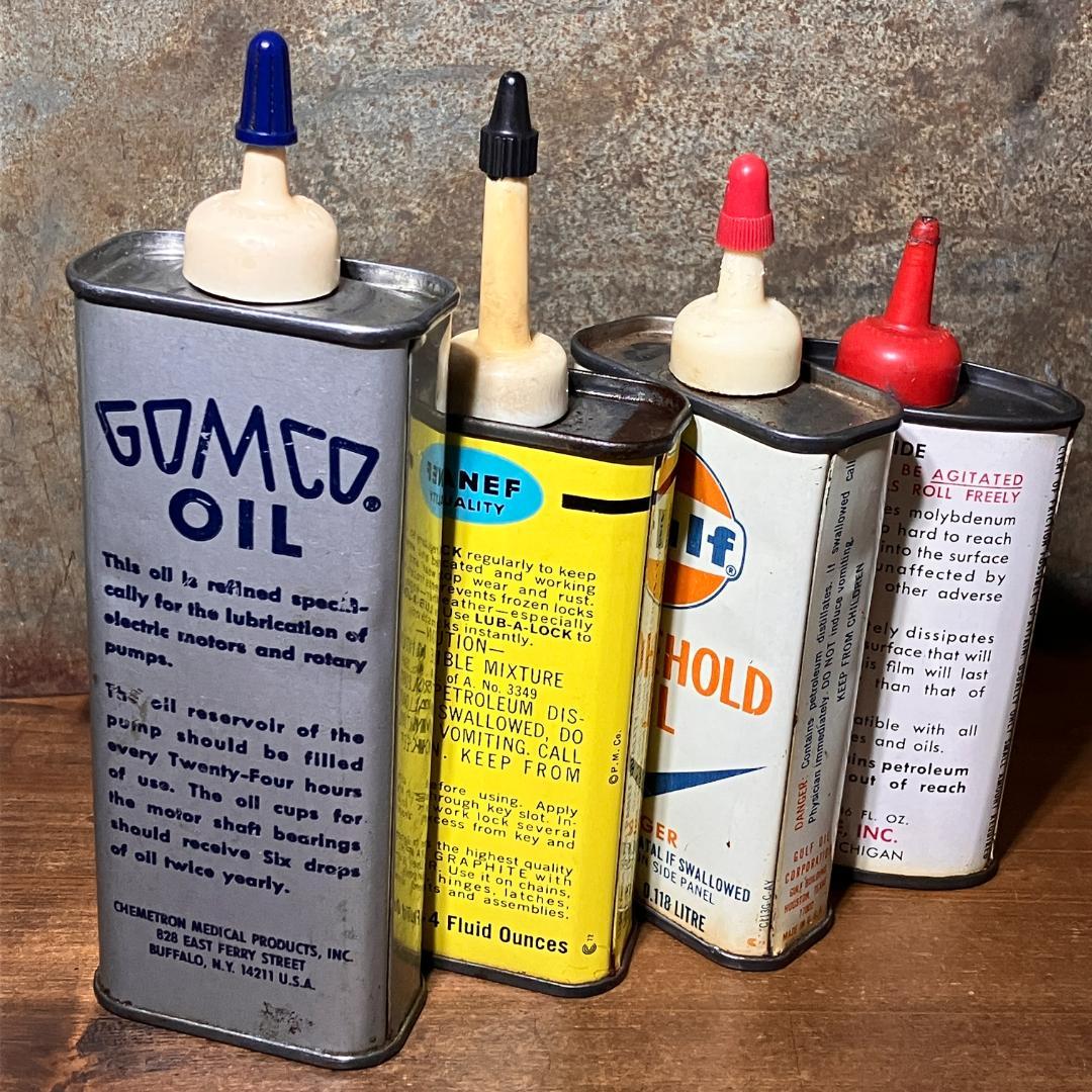 オイル缶4本☆1950s-60s／USA／vintage／アメリカ