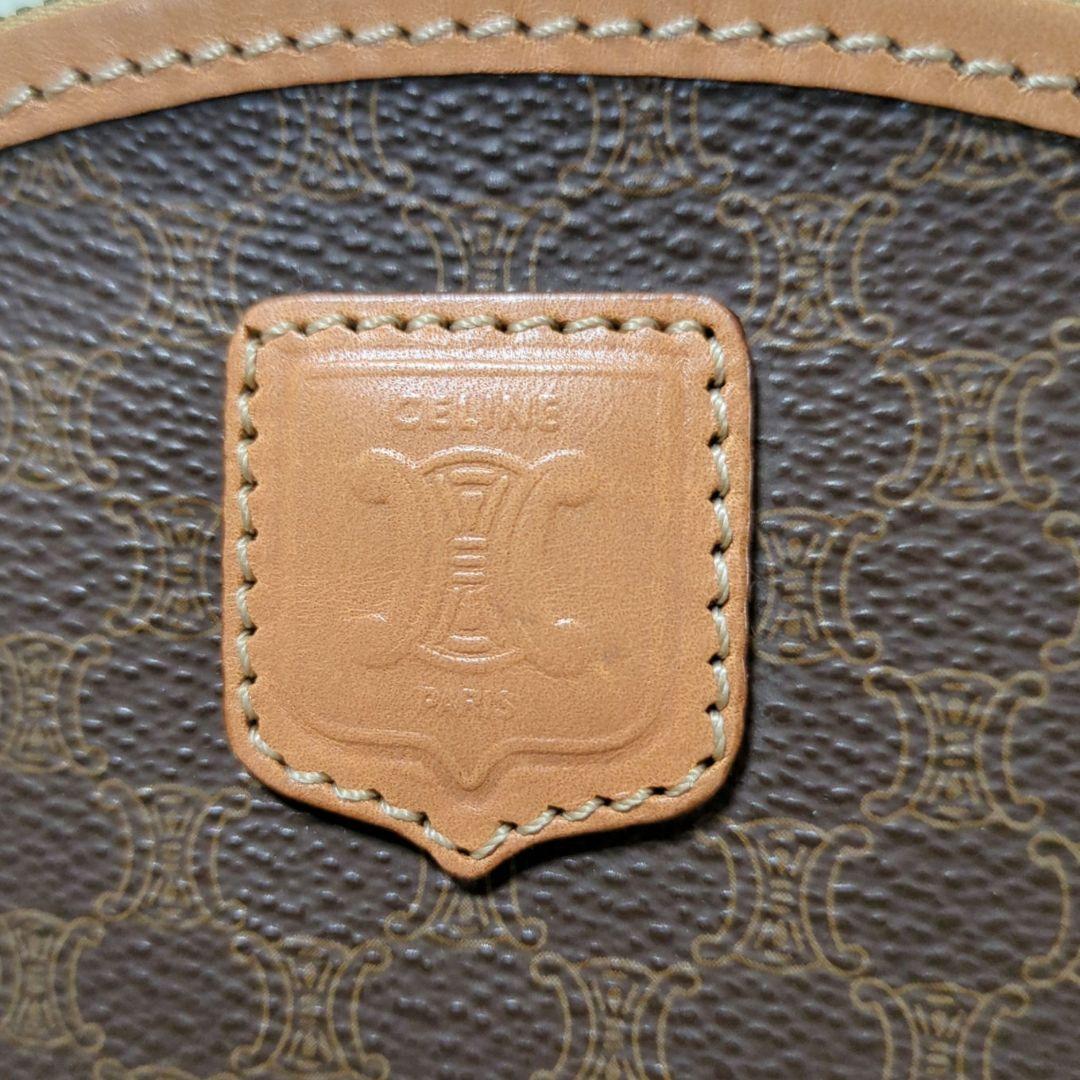 【美品】CELINE マカダム柄 レザーポーチ ブラウン