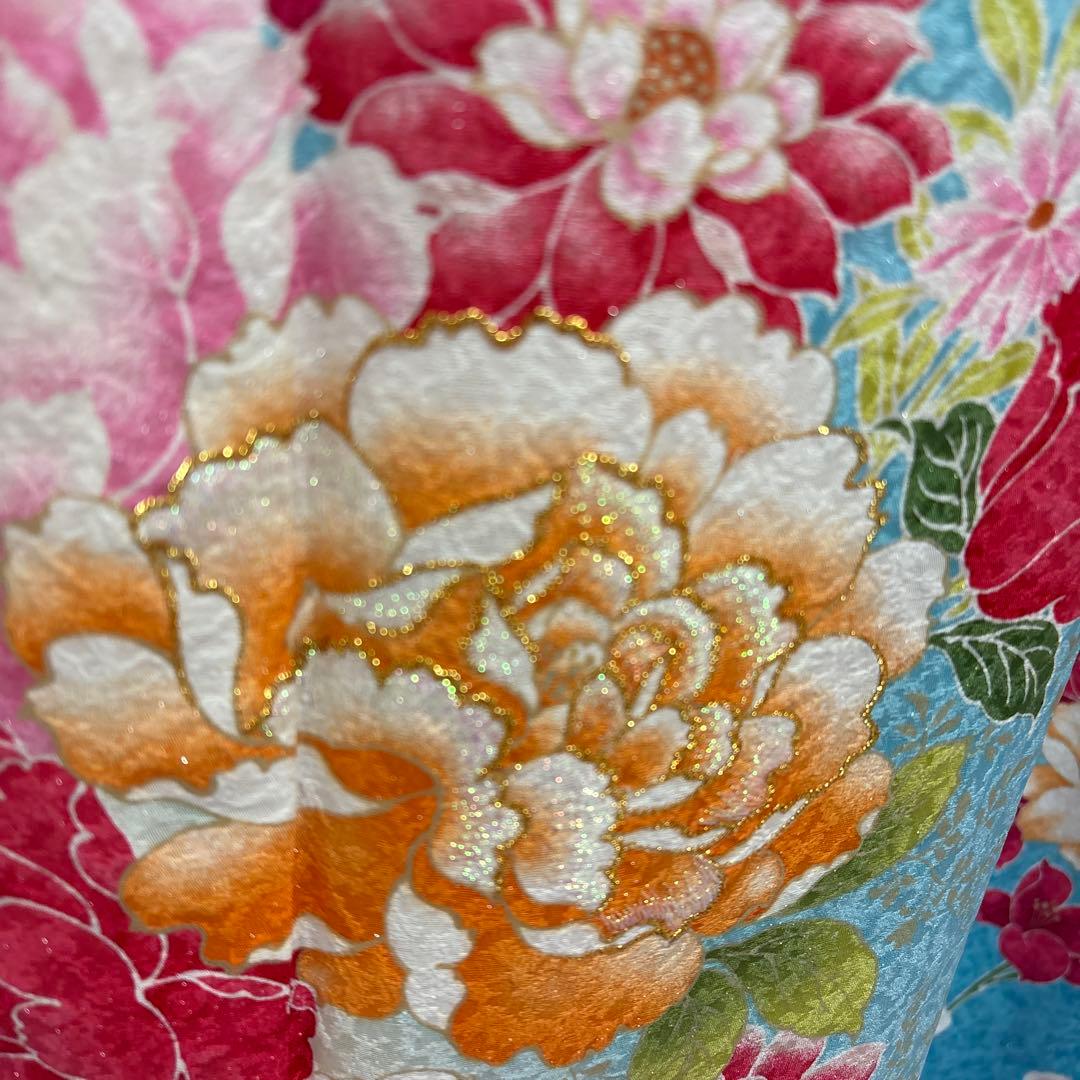 ラメ水色　振袖フルセット　未使用