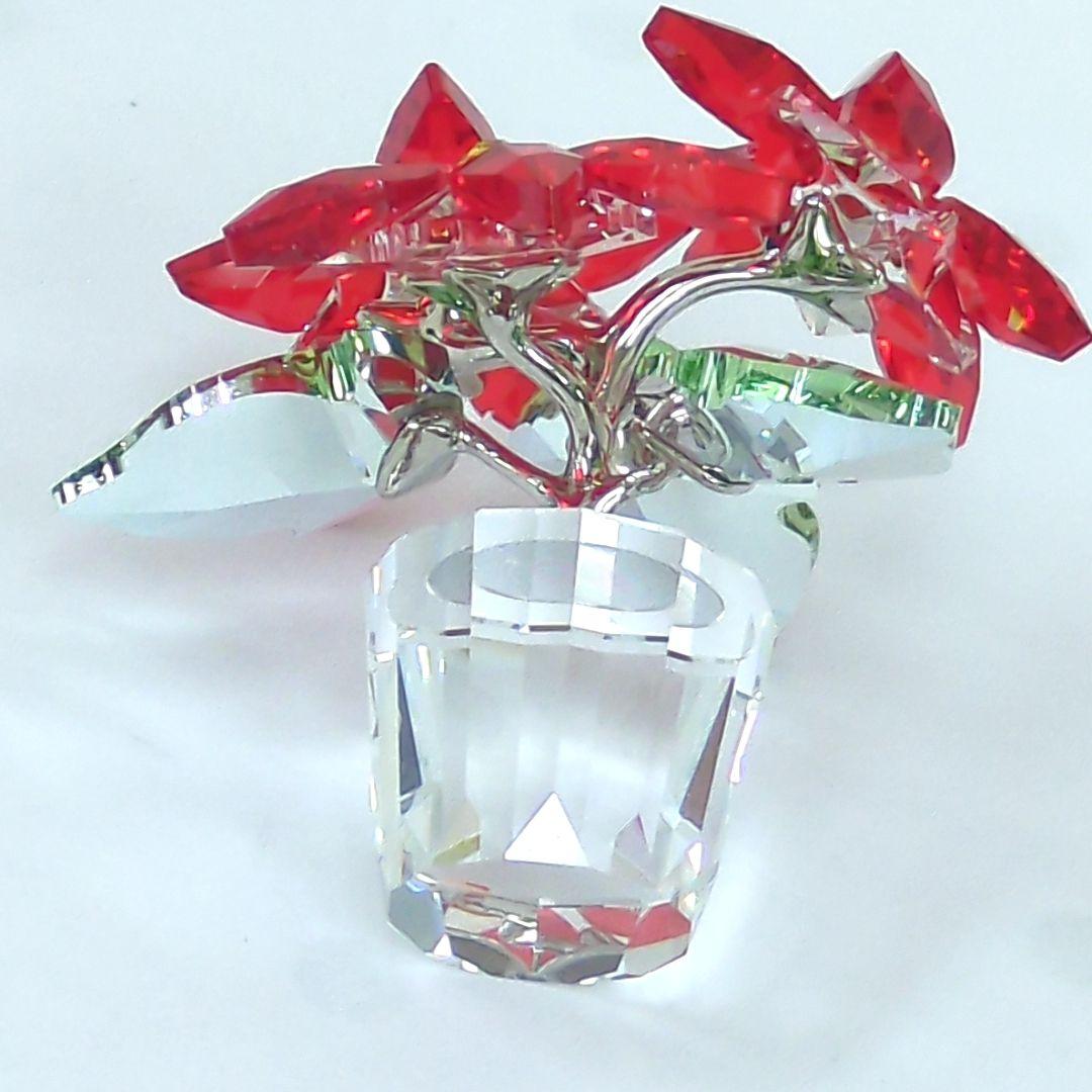 スワロフスキー ポインセチ 置物 ラインストーン 【極美品】